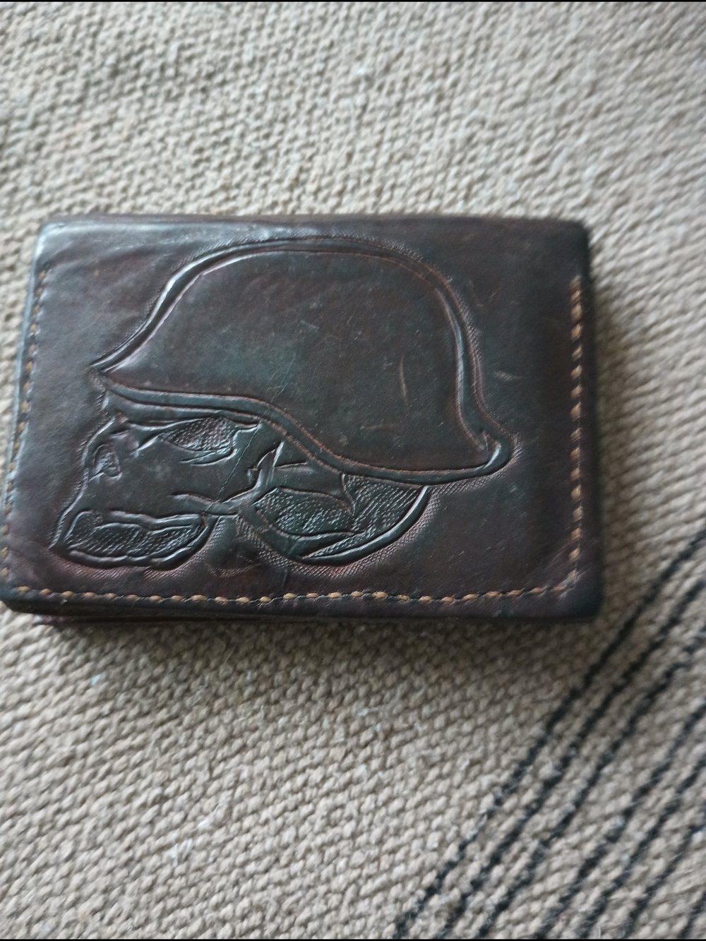Small Men's Leather Card Wallet Biker — Dark Brown-Vintage-Handmade